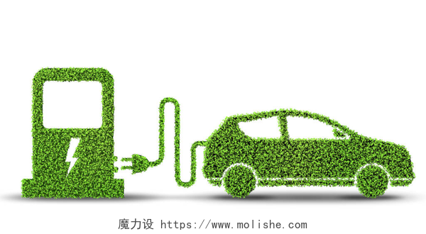 绿色树叶电动车充电图案